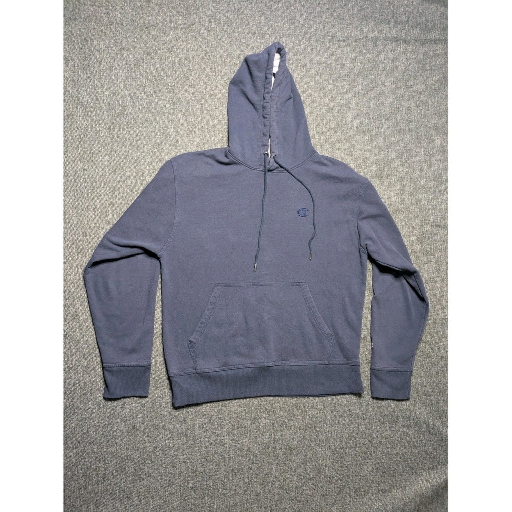 Champion Men's Medium Gray Fleece Hoodie Pullover Embroidered Logo Sweatshirt